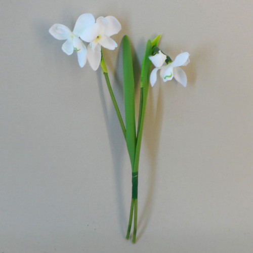 Artificial Snowdrops in White Ceramic Pot Mini 23cm Artificial Plants